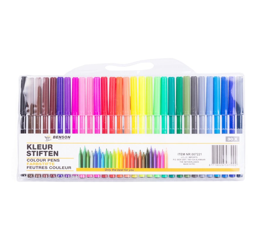 Kleurstiften 30 dlg - Viltstiften Set - Creatieve Kleurpotloden