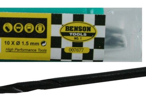 Benson Tools HSS Boor 1.5 mm 10 dlg - Precisieboren - Voor Metaal, Hout, Kunststof