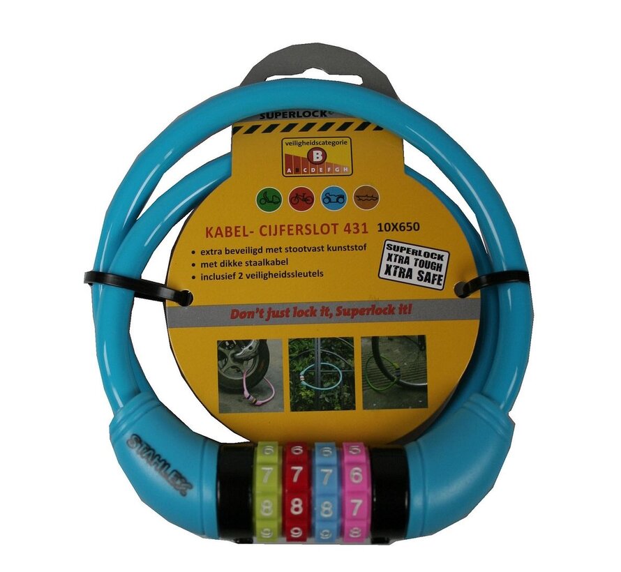 Kabel-cijferslot 431 - 10 x 650 mm - Mix