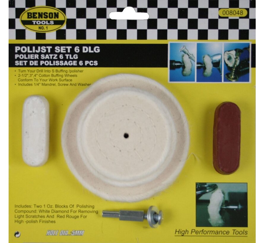 Polijst Set 6 dlg - Reinigings- en Polijstkit - Voor Diverse Materialen