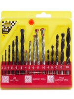 Benson Tools Boorset 16 dlg Combi Koffer - Metaalboren, Steenboren, Houtboren Set