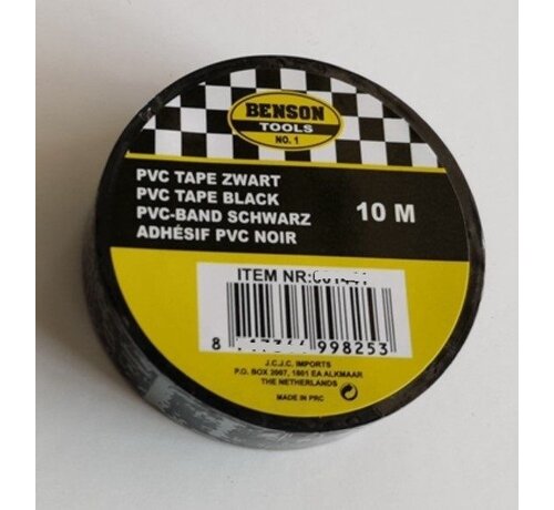 Benson Tools Pvc tape 10m x 18mm op krt - Isolatietape - Elektrische Tape