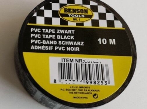 Benson Tools Pvc tape 10m x 18mm op krt - Isolatietape - Elektrische Tape