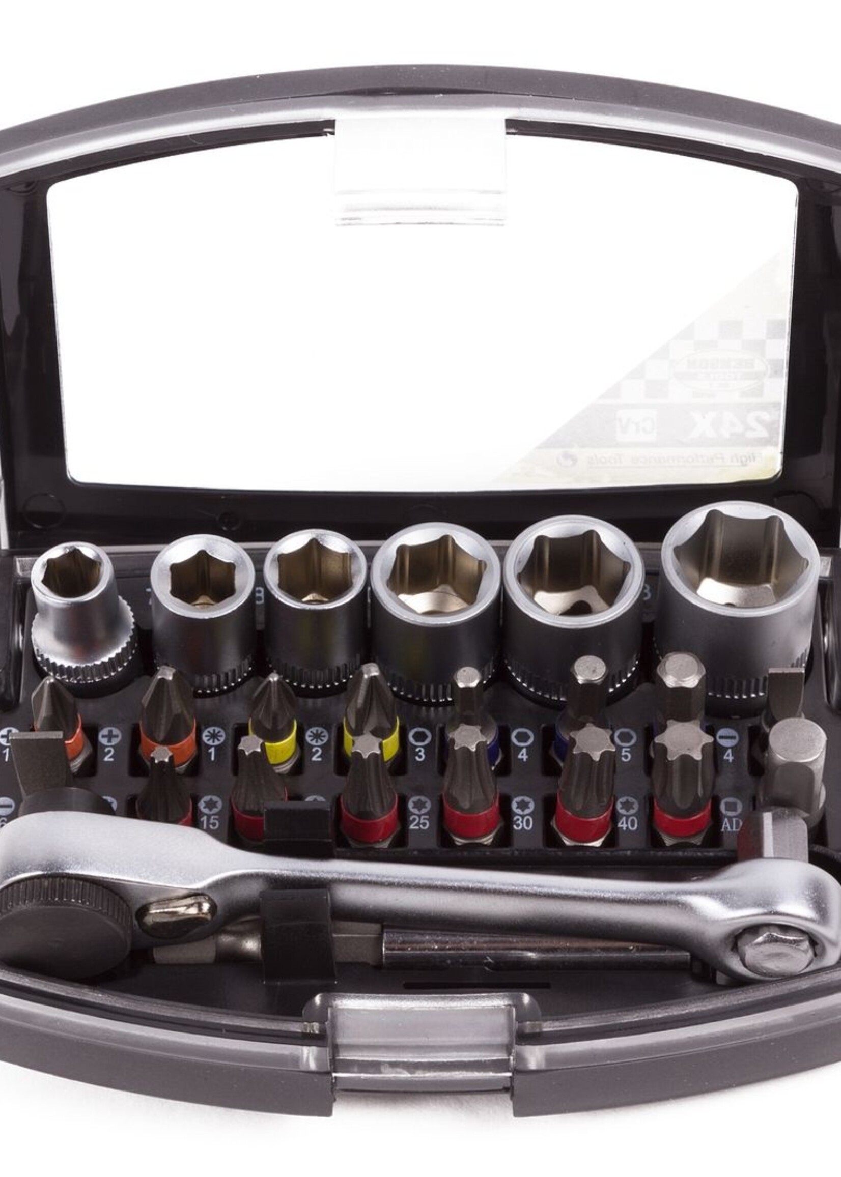 Benson Tools Bit - Doppenset 24 dlg + Ratel / Kleur Profi - Uitgebreide Bitset met Ratel voor Professionals