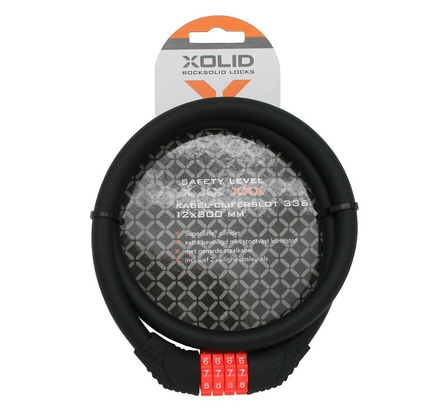 Kabel-Cijferslot 336 12 x 800mm - Zwart