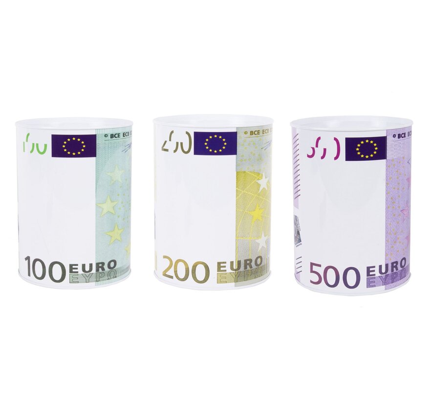 Spaarpot Euro Ø15 x 22 cm 3ass