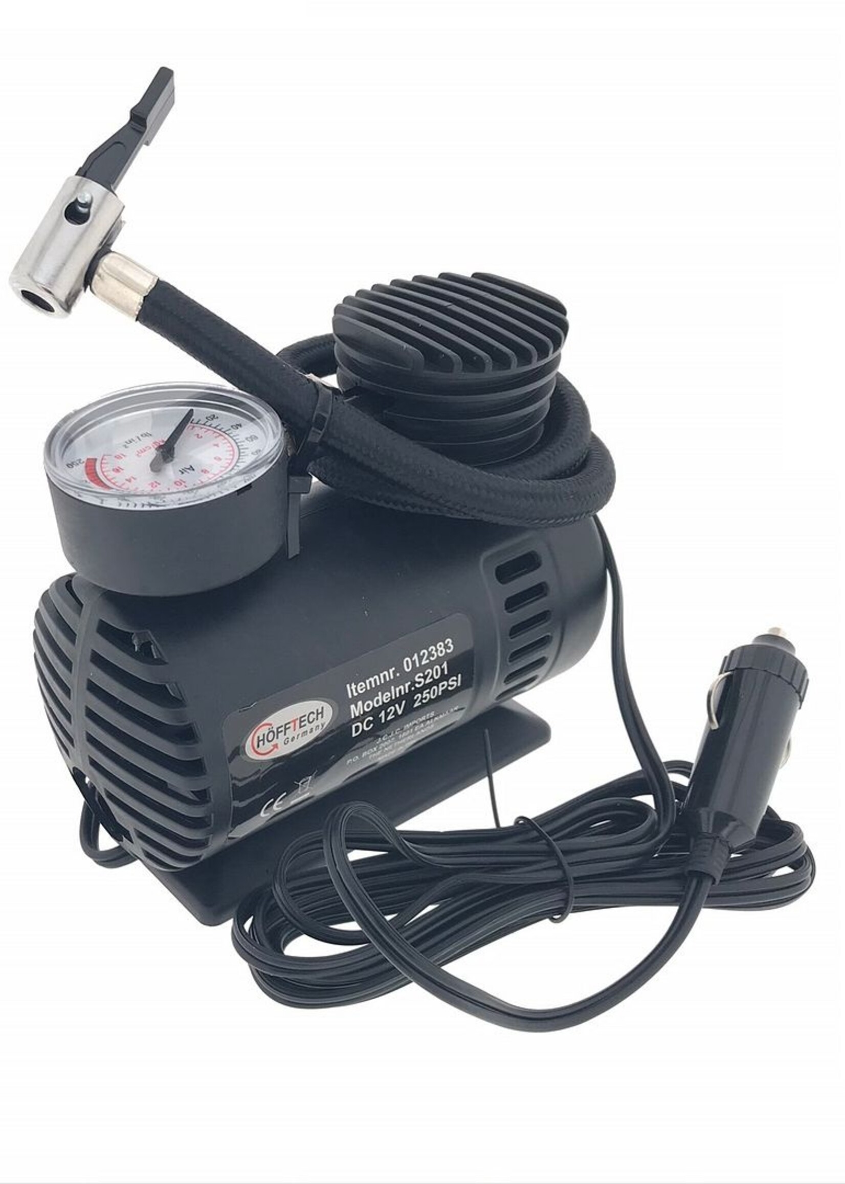 Höfftech Compressor 12V 280 PSI + Accessoires - Draagbare Compressor Autobandenpomp