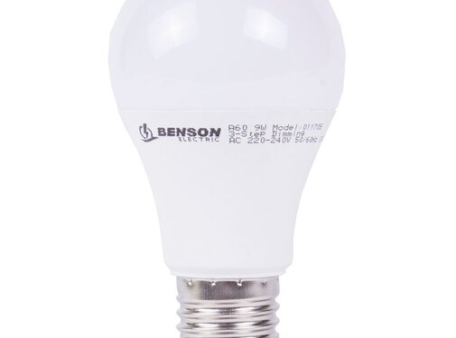 Benson Electric Led Lamp E27 A60 9W + Dimbaar Schakelaar Warm Wit