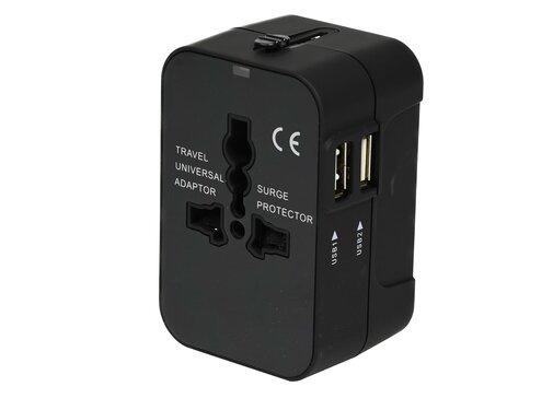 Benson Electric Reisadapter Internationaal met 2 USB poorten - Reisstekker - Universeel