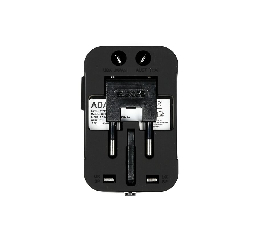 Reisadapter Internationaal met 2 USB poorten - Reisstekker - Universeel