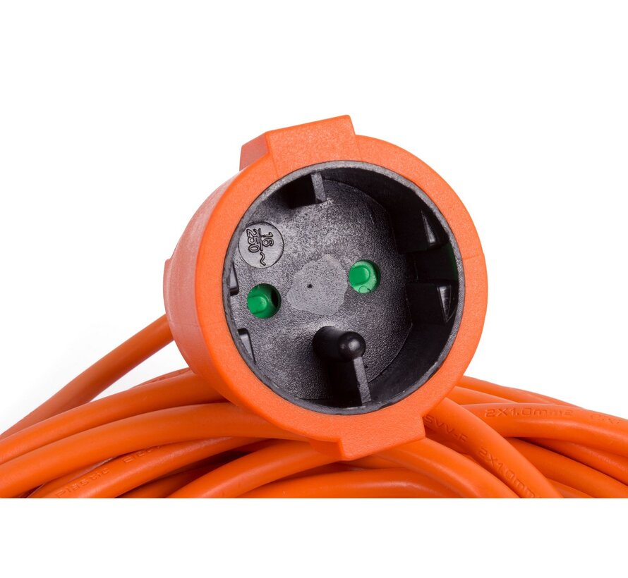 Verlengsnoer 10 Mtr - Oranje 2x1.0