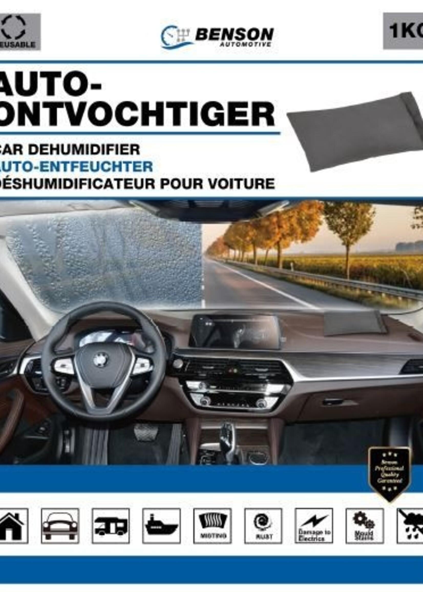 Benson Automotive Auto-ontvochtiger Herbruikbaar 1kg - Vochtabsorber Auto