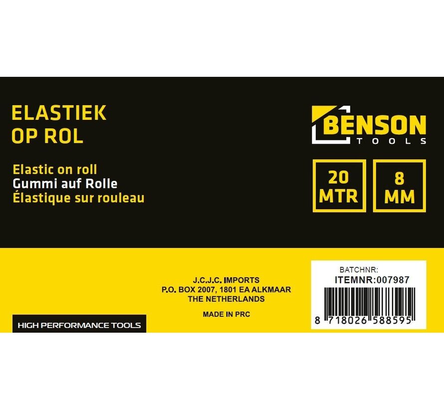 Elastiek Op Rol 8 mm 20 Mtr - Elastiekrol