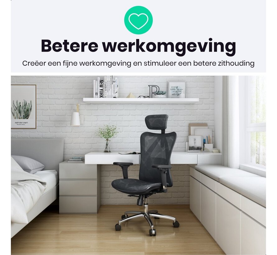 Ergonomische Bureaustoel Proline – 3D Verstelbaar Armsteun – Volledig Mesh Bekleding - Kantoorstoel, Vergaderstoel & Gaming stoel – Bureaustoel met Wieltjes - Zwart