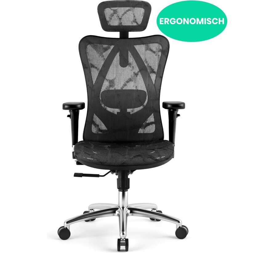 Ergonomische Bureaustoel Proline – 3D Verstelbaar Armsteun – Volledig Mesh Bekleding - Kantoorstoel, Vergaderstoel & Gaming stoel – Bureaustoel met Wieltjes - Zwart