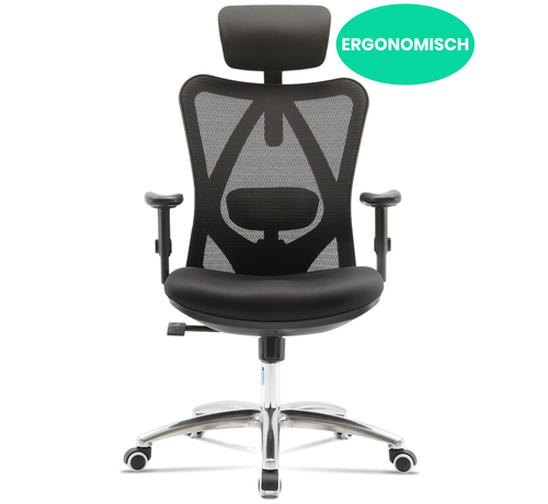 Starrydays Ergonomische Bureaustoel voor Volwassenen – Kantoorstoel, Vergaderstoel & Gaming stoel – Bureaustoel met Wieltjes - Zwart