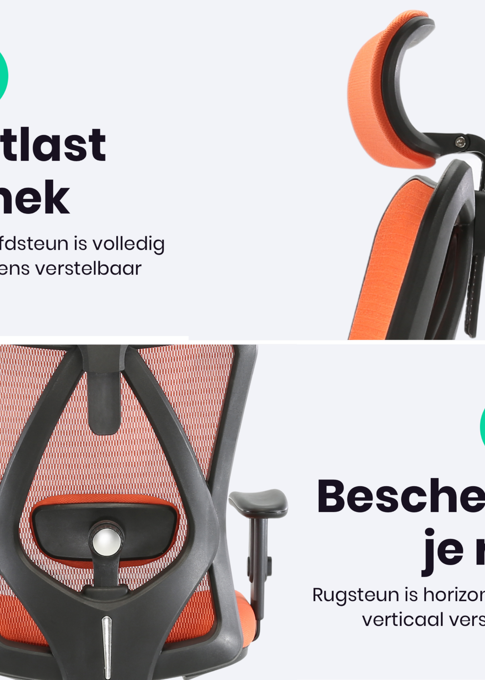 Starrydays Ergonomische Bureaustoel voor Volwassenen – Kantoorstoel, Vergaderstoel & Gaming stoel – Bureaustoel met Wieltjes - Oranje