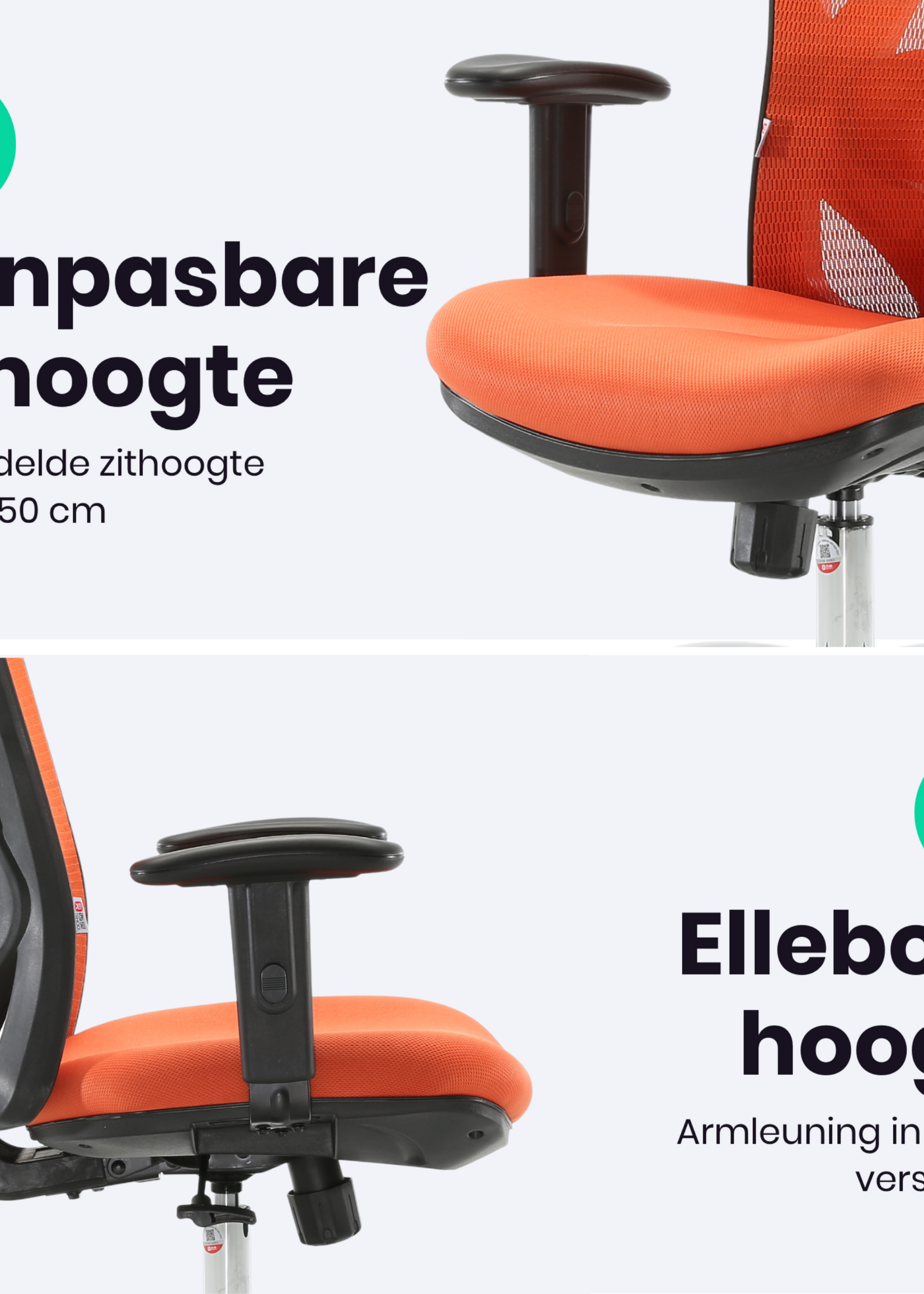 Starrydays Ergonomische Bureaustoel voor Volwassenen – Kantoorstoel, Vergaderstoel & Gaming stoel – Bureaustoel met Wieltjes - Oranje