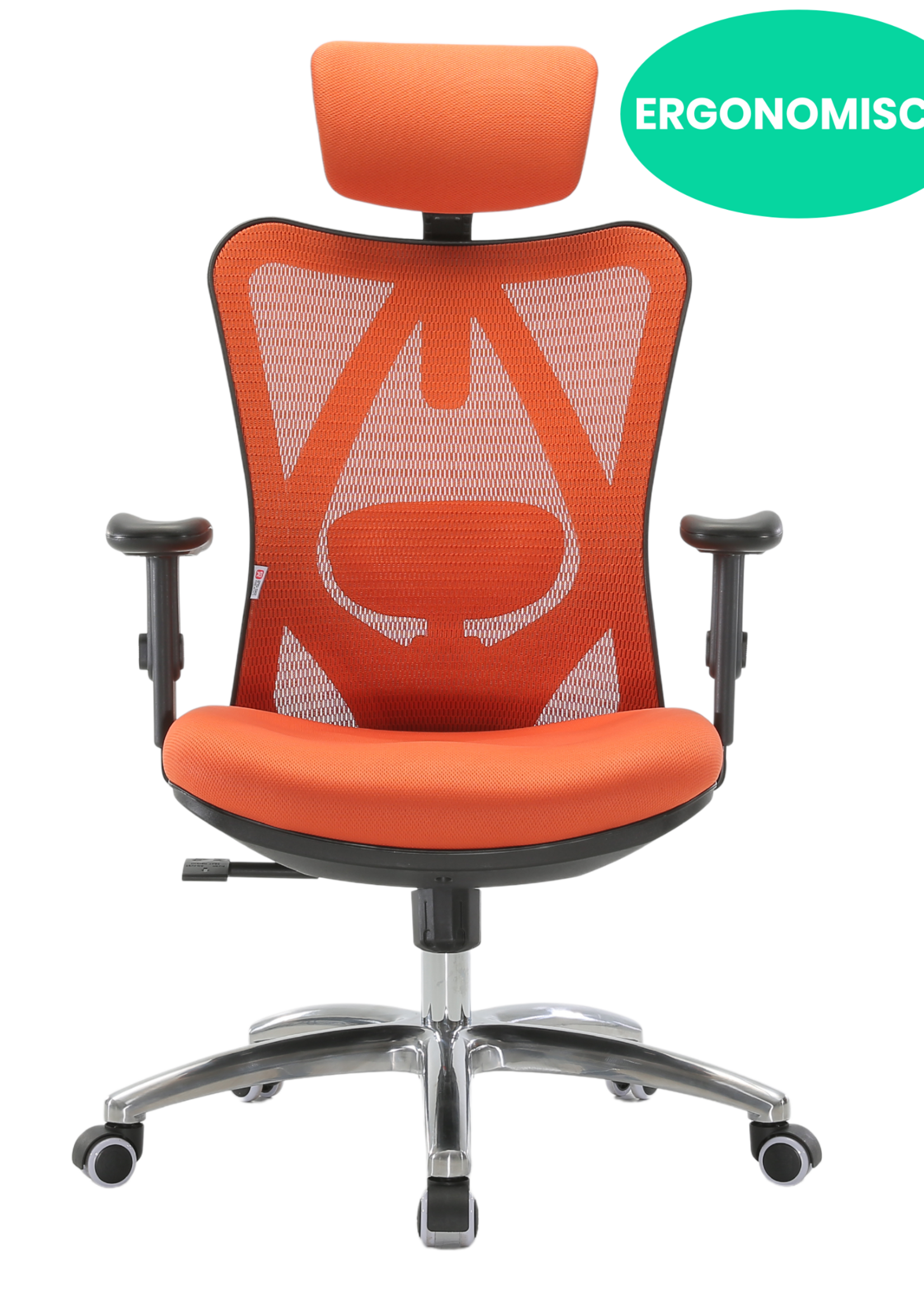 Starrydays Ergonomische Bureaustoel voor Volwassenen – Kantoorstoel, Vergaderstoel & Gaming stoel – Bureaustoel met Wieltjes - Oranje