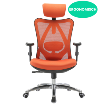 Starrydays Ergonomische Bureaustoel voor Volwassenen – Kantoorstoel, Vergaderstoel & Gaming stoel – Bureaustoel met Wieltjes - Oranje