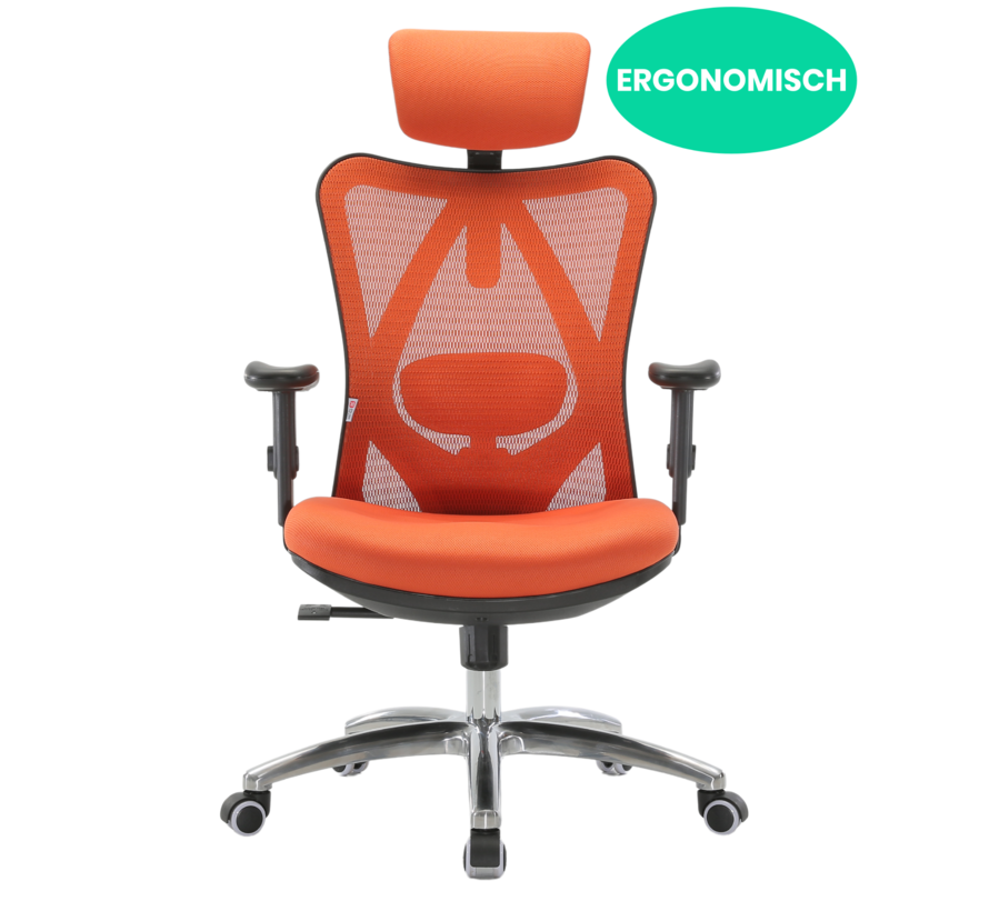 Ergonomische Bureaustoel voor Volwassenen – Kantoorstoel, Vergaderstoel & Gaming stoel – Bureaustoel met Wieltjes - Oranje