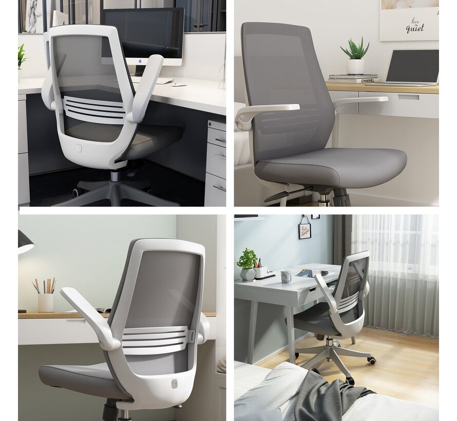 Ergonomische Bureaustoel Comfort - Bureaustoelen voor Volwassenen – Bureaustoel met Wieltjes - Grijs