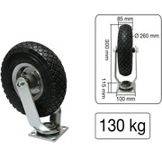 Benson Tools Zwenkwiel - Ø 260 mm met Luchtband - Wiel met Luchtband - Maximale Belasting 130 kilo