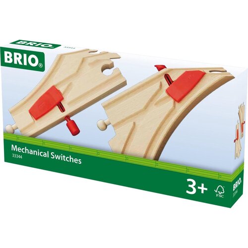 Brio 2 mechanisch houten wissels voor de treinsporen
