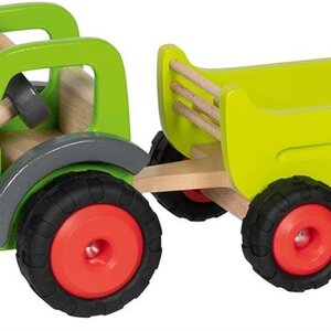 GOKI Grote houten tractor met trailer
