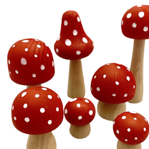 Papoose Papoose Toys Mushrooms Red/White Dots/7pc