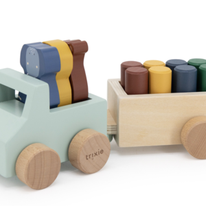 Trixie Trixie - Houten dierenauto met aanhangwagen