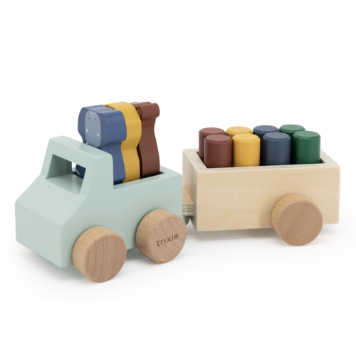 Trixie Trixie - Houten dierenauto met aanhangwagen