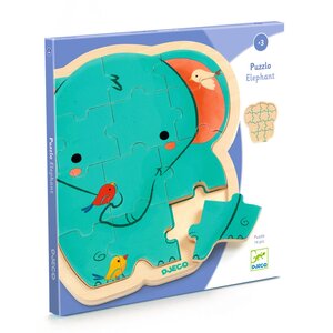 Djeco Houten Puzzel - Olifant 16st. (+3)