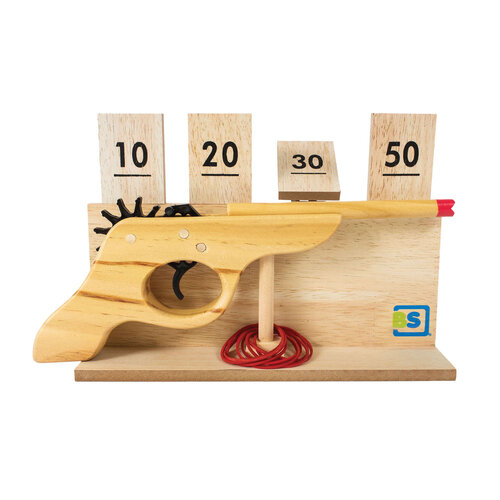 BS Toys BS Toys Houten Schietspel met Doelwit, 14dlg. BS Toys BS Toys Houten Schietspel met Doelwit, 14dlg.