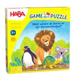 Haba Spel - Game meets puzzle 'Waar wonen de leeuw en zijn dierenvriendjes?'