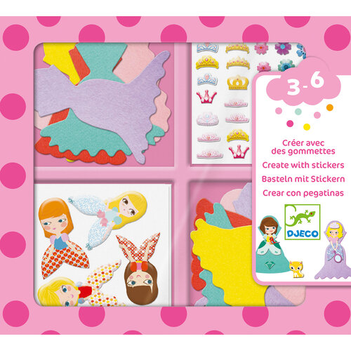 Djeco Knutselpakket - Creëren met stickers 'prinsessen' (3-6j) Djeco Knutselpakket - Creëren met stickers 'prinsessen' (3-6j)