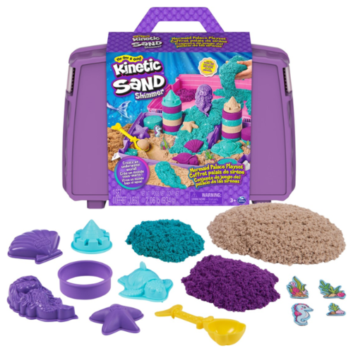 Spin Master Kinetic Sand - Shimmer, Opvouwbare Meermin Zandbak-Speelset Met 907 gram Glinsterend Speelzand In 3 Kleuren, 6 Mallen En 1 Schep Spin Master Kinetic Sand - Shimmer, Opvouwbare Meermin Zandbak-Speelset Met 907 gram Glinsterend Speelzand In 3 Kleuren, 6 Mallen En 1 Schep