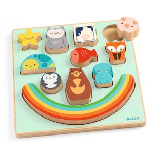 Djeco Puzzel - Inlegpuzzel + Evenwichtsspel 'Puzz & Boom Rainbow' (+18m)
