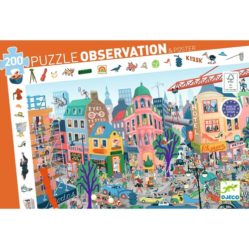 Djeco Observation Puzzel - De Stad 200st. (+6j) Djeco Observation Puzzel - De Stad 200st. (+6j)
