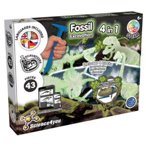 Science4you Science4you - Fossil Excavation 4 in 1 Glow in the Dark (+6j)