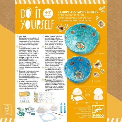 Djeco DIY - Papieren kommetjes 'blauw' (+7j)