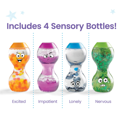 Hand2mind Express Your Feelings® Sensory Bottles - Opgewonden, nerveus, eenzaam & ongeduldig