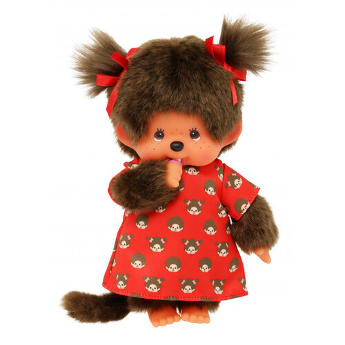 Monchhichi Monchhichi - Meisje rood jurkje met print (20 cm)