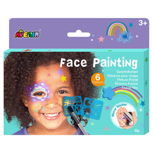 Avenir Face Art - Gezichtsverf Regenboog (rood, blauw, paars, groen, wit & geel)