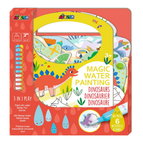 Avenir Waterschilderen - Dinosaurussen (3-in-1: verven met water, spellen, stickers)