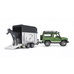 Bruder Bruder Land Rover Defender met paardentrailer en paard