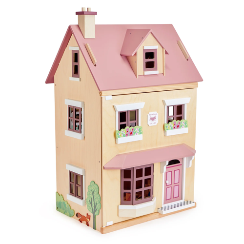 Tender leaf Poppenhuis - Villa Foxtail Roos (44x37x71) + 1 SET MEUBELS