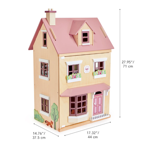 Tender leaf Poppenhuis - Villa Foxtail Roos (44x37x71) + 1 SET MEUBELS
