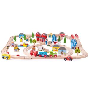 BigJigs Bigjigs Houten Treinset Stad en Land, 101dlg.