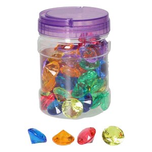 Gekleurde Transparante Speeldiamanten - 60st. Gekleurde Transparante Speeldiamanten - 60st.